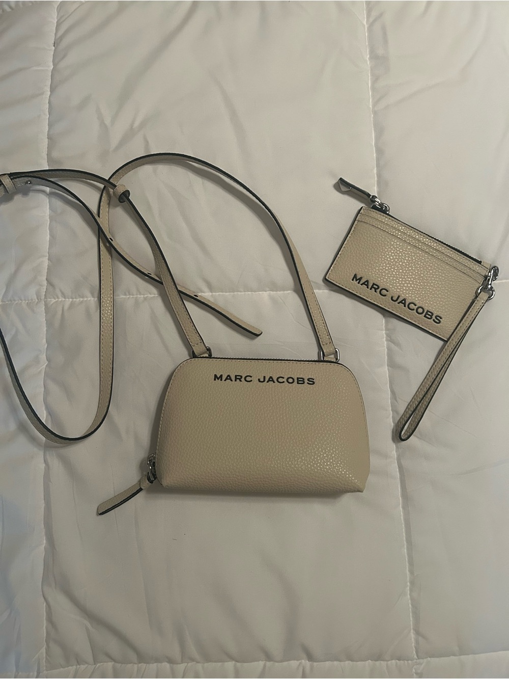 Marc Jacobs Cream Pebbled Leather Crossbody with Card Pouch